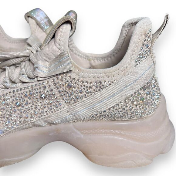 Steve Madden Maxima SM NY90 Gem Studded Beige & Gold Shoes Women’s Size 9M - Picture 9 of 16